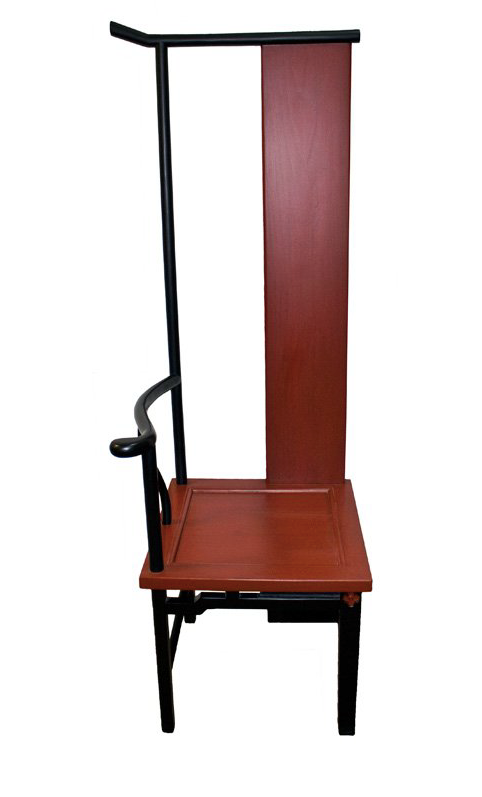 Hand Built Black & Red Traditional Chinese Couple Tea Chair Table Set