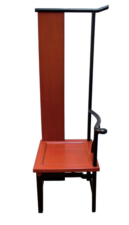 Hand Built Black & Red Traditional Chinese Couple Tea Chair Table Set