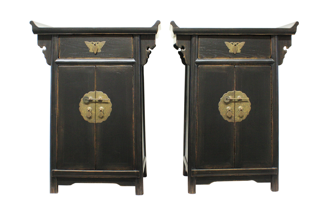 Handmade Wooden Small Black Cabinet