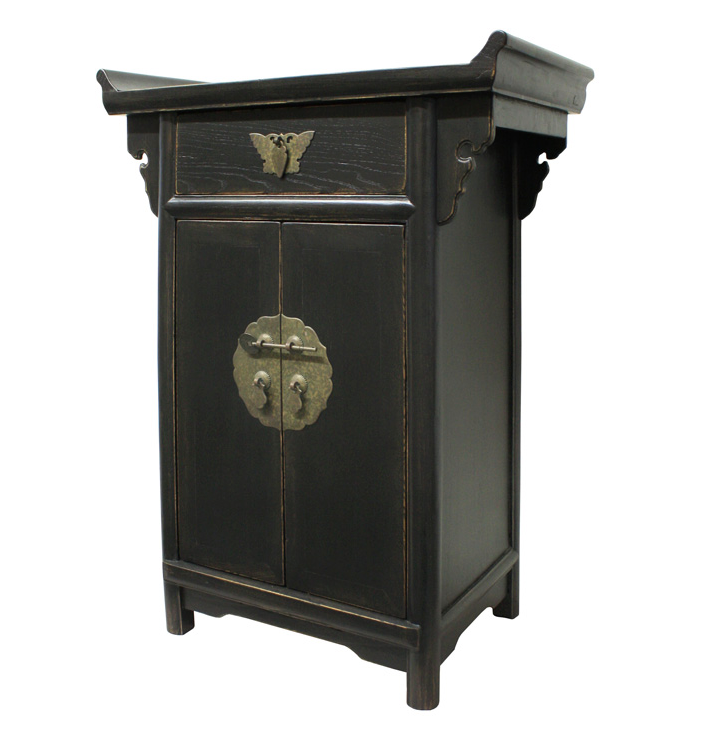 Handmade Wooden Small Black Cabinet