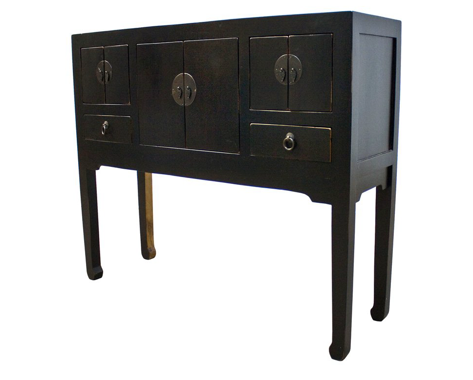 Chinese Furniture Online Elmwood Console Table, Hand Crafted Ming Style Cabinet in Matte Black