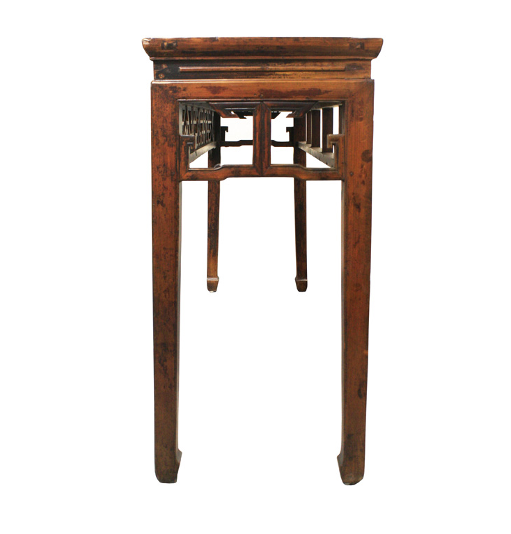 Antique Chinese Handcarved Brown Side Table