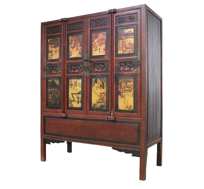 Antique Handmade Wooden 8 Panel Cabinet