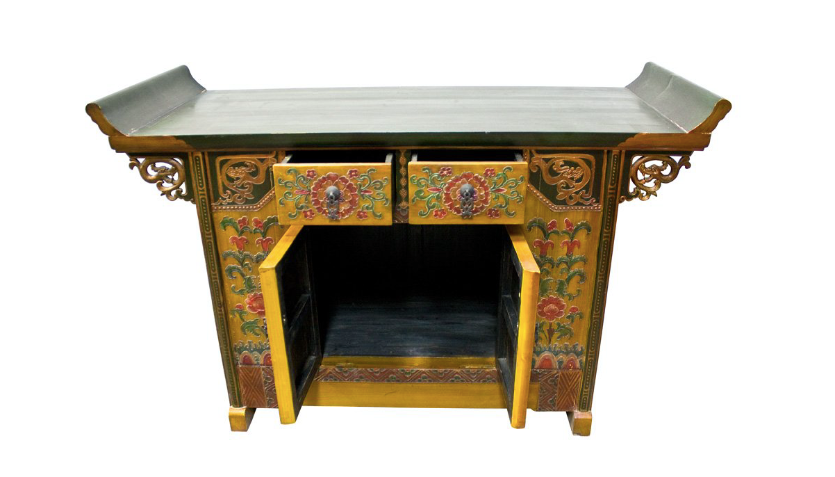 Tibetan Hand Crafted Dragon & Floral Motif Side