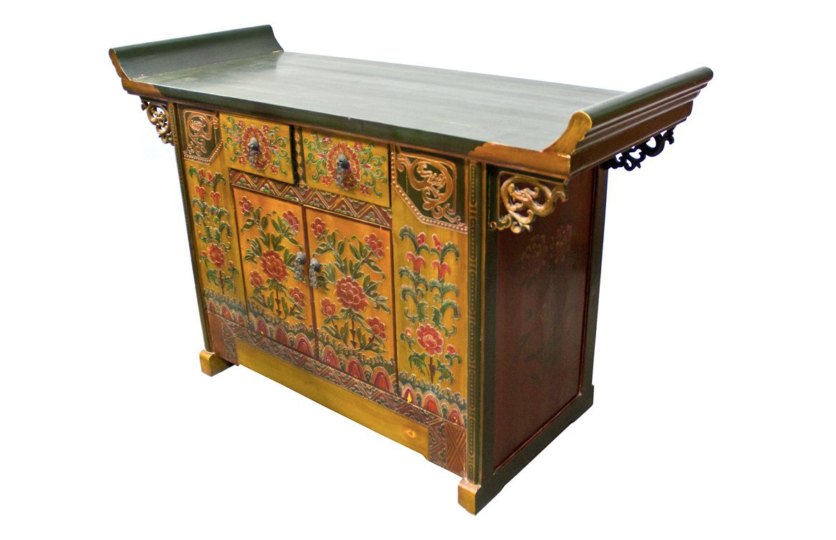 Tibetan Hand Crafted Dragon & Floral Motif Side