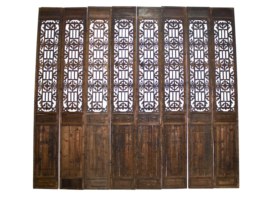 Antique Hand Assembled Extra Tall Wooden 8 Panel