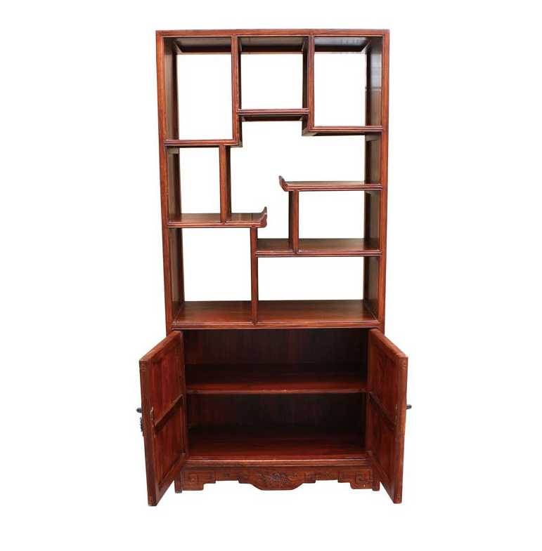 Antique Hand Built Chinese Wooden Curio Cabinet