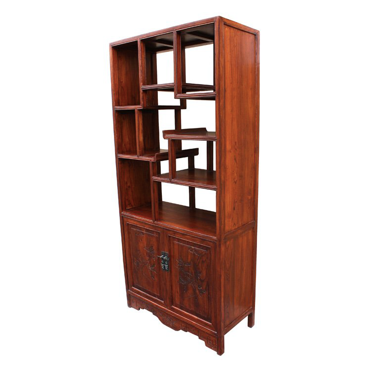 Antique Hand Built Chinese Wooden Curio Cabinet