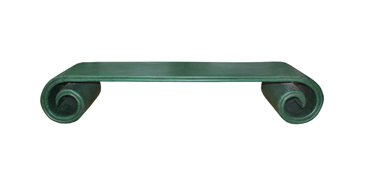 Handmade Wooden Green Roll Floor Table