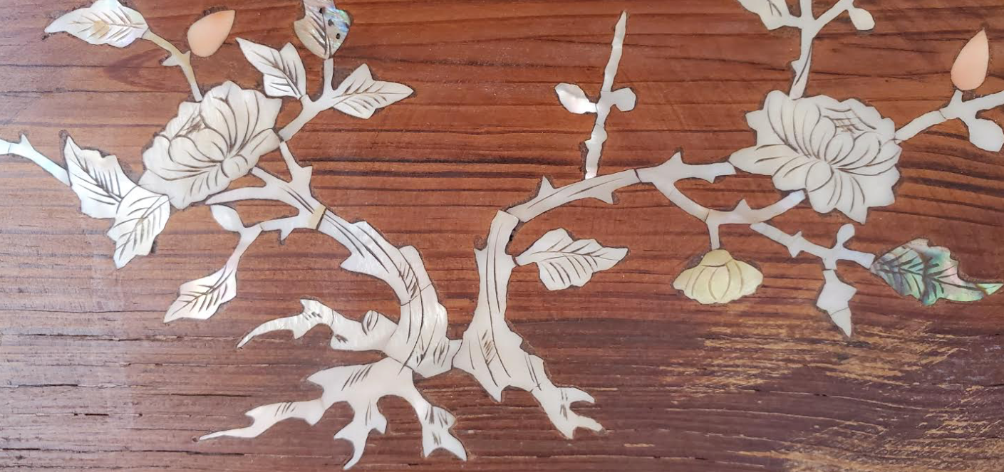 Antique Handmade Wooden Flower Petal Window Panel