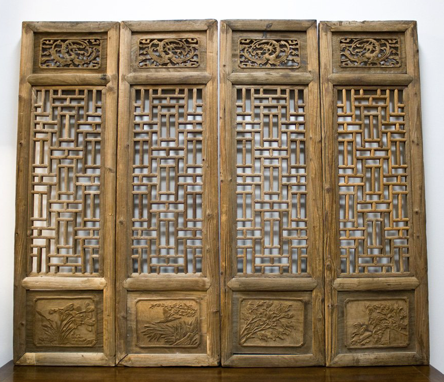 Antique Hand Crafted Phoenix Wooden Panel