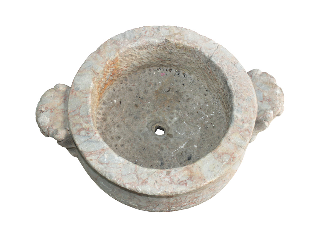 Antique Handcarved Stone Gardening Double Dragon Pot