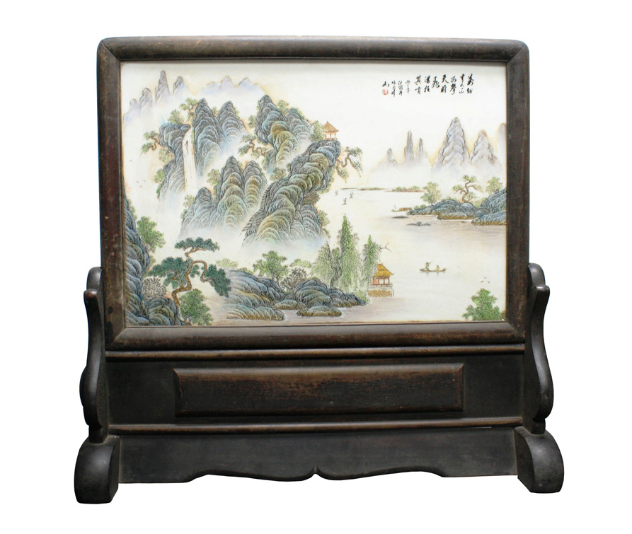 Porcelain Plaque Painted in Fencai Enamels