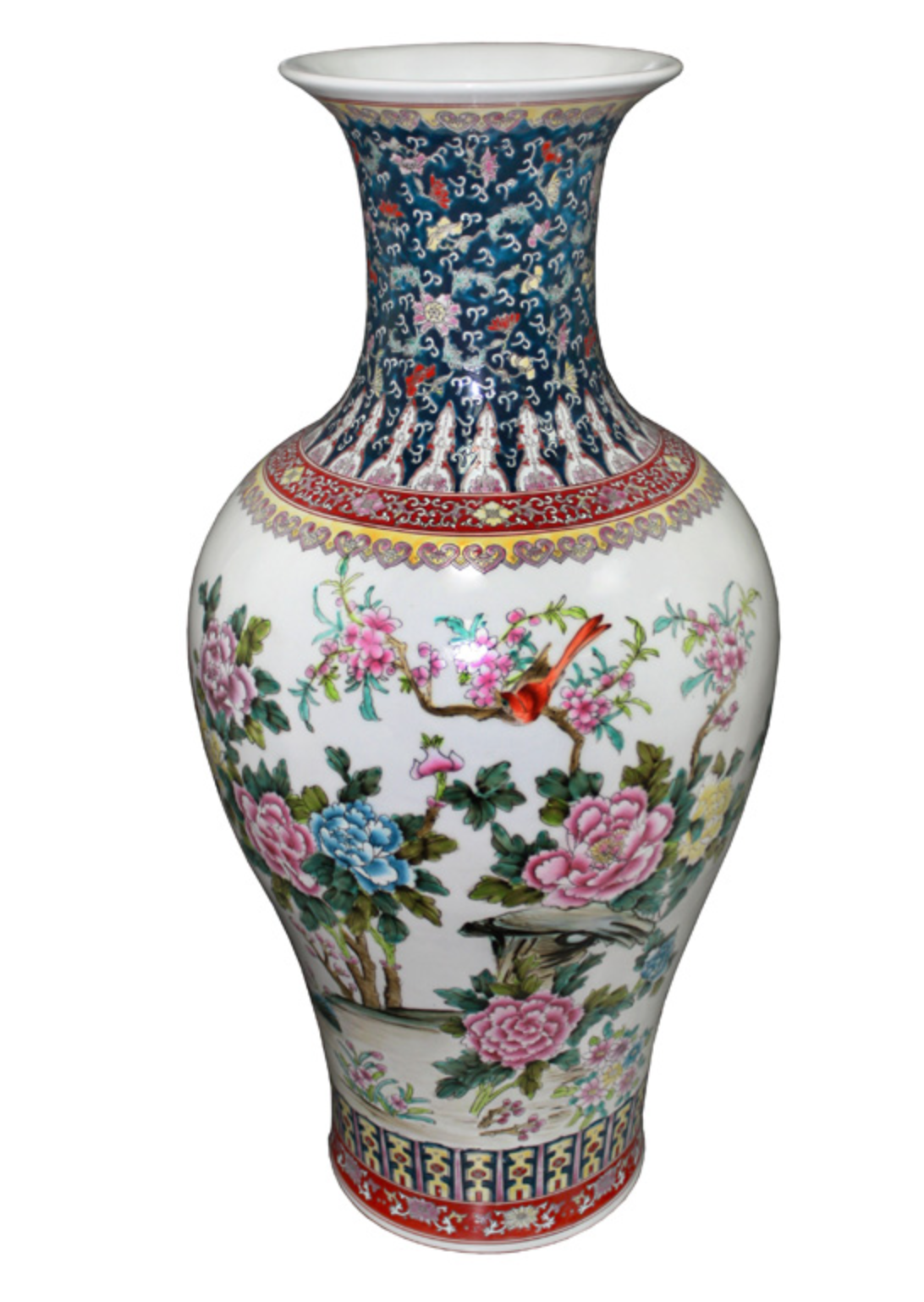 Chinese Flowers & Birds Porcelain Vase