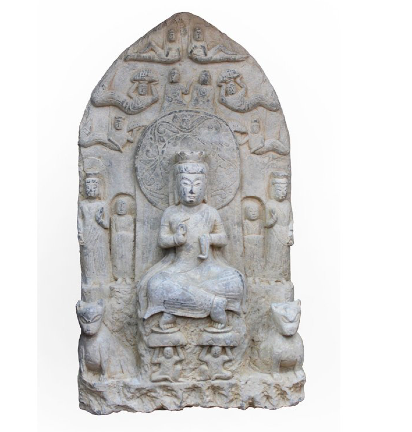 Chinese Hand Carved Stone Buddha 30 Inch Tall Statue