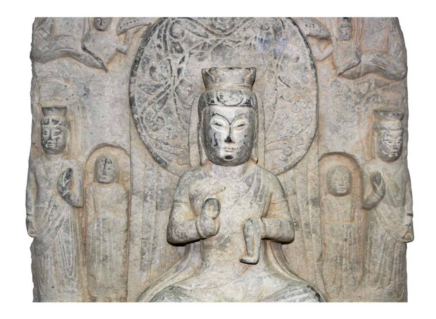 Chinese Hand Carved Stone Buddha 30 Inch Tall Statue