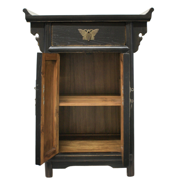 Handmade Wooden Small Black Cabinet