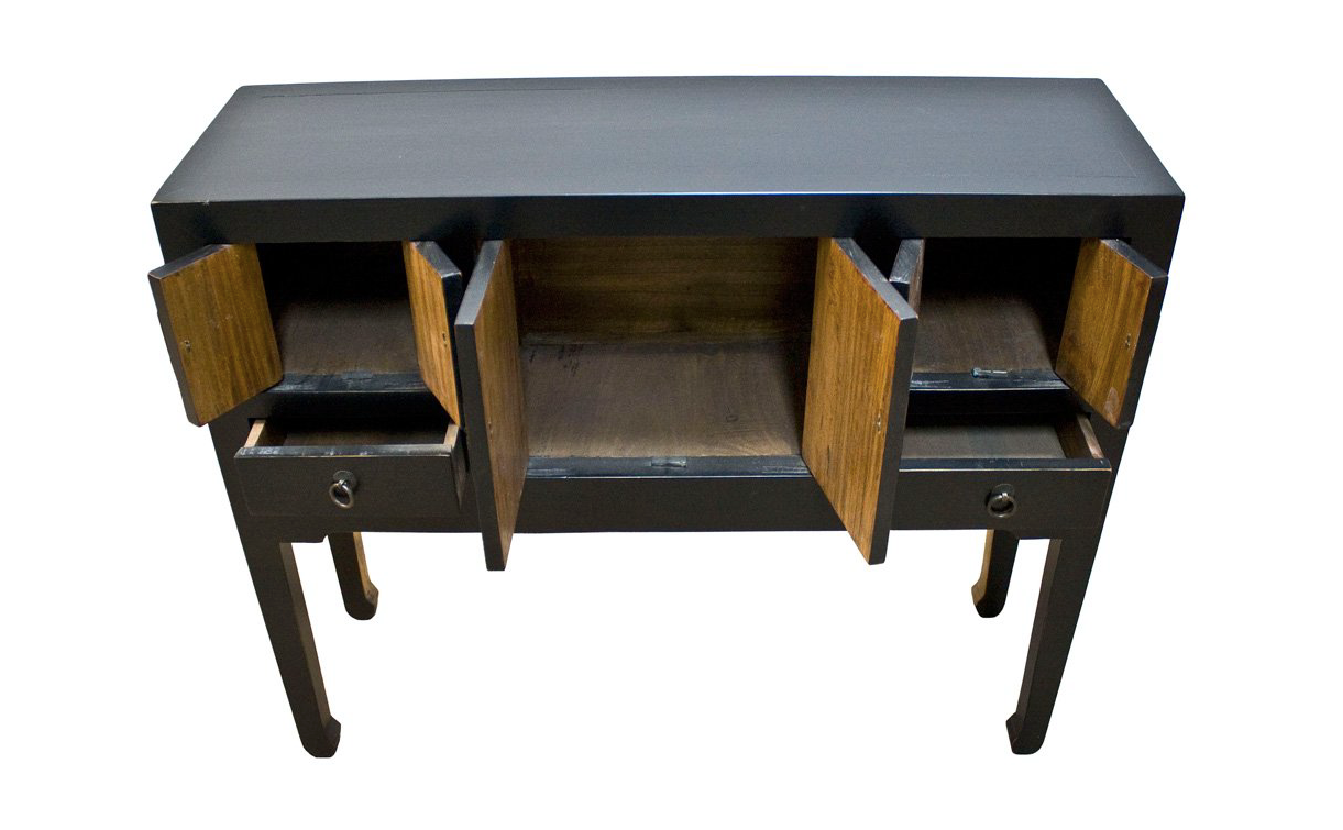 Chinese Furniture Online Elmwood Console Table, Hand Crafted Ming Style Cabinet in Matte Black
