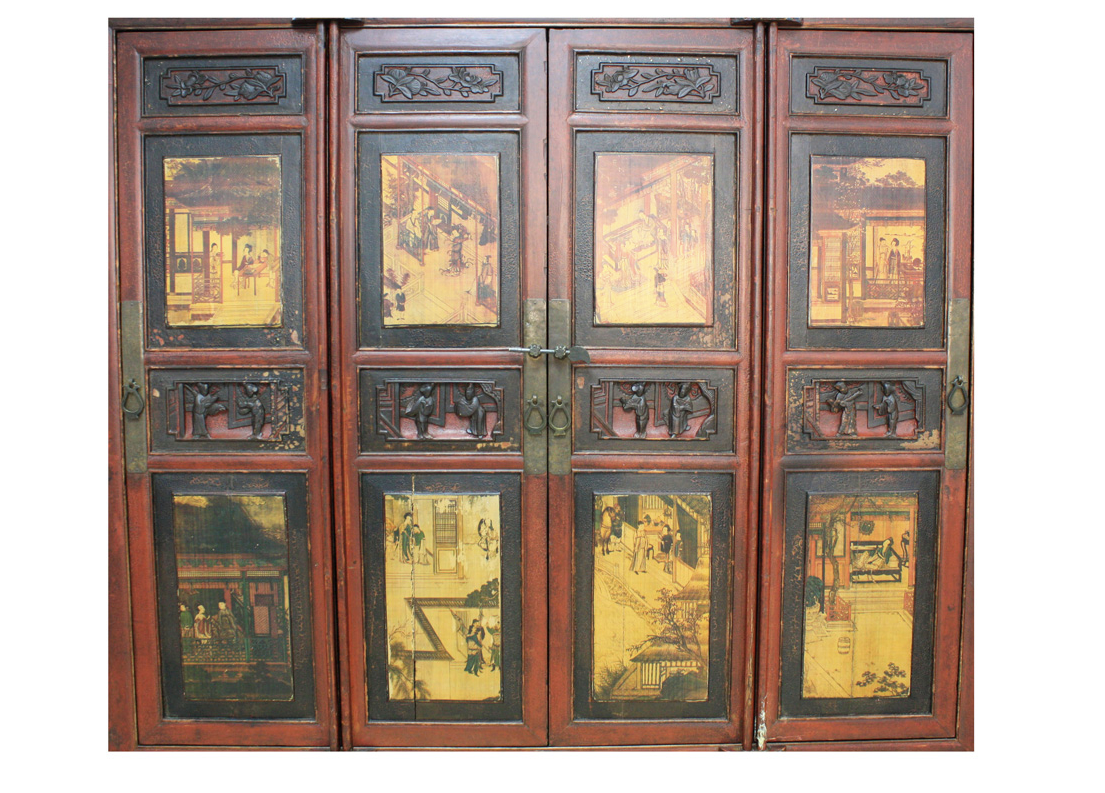 Antique Handmade Wooden 8 Panel Cabinet