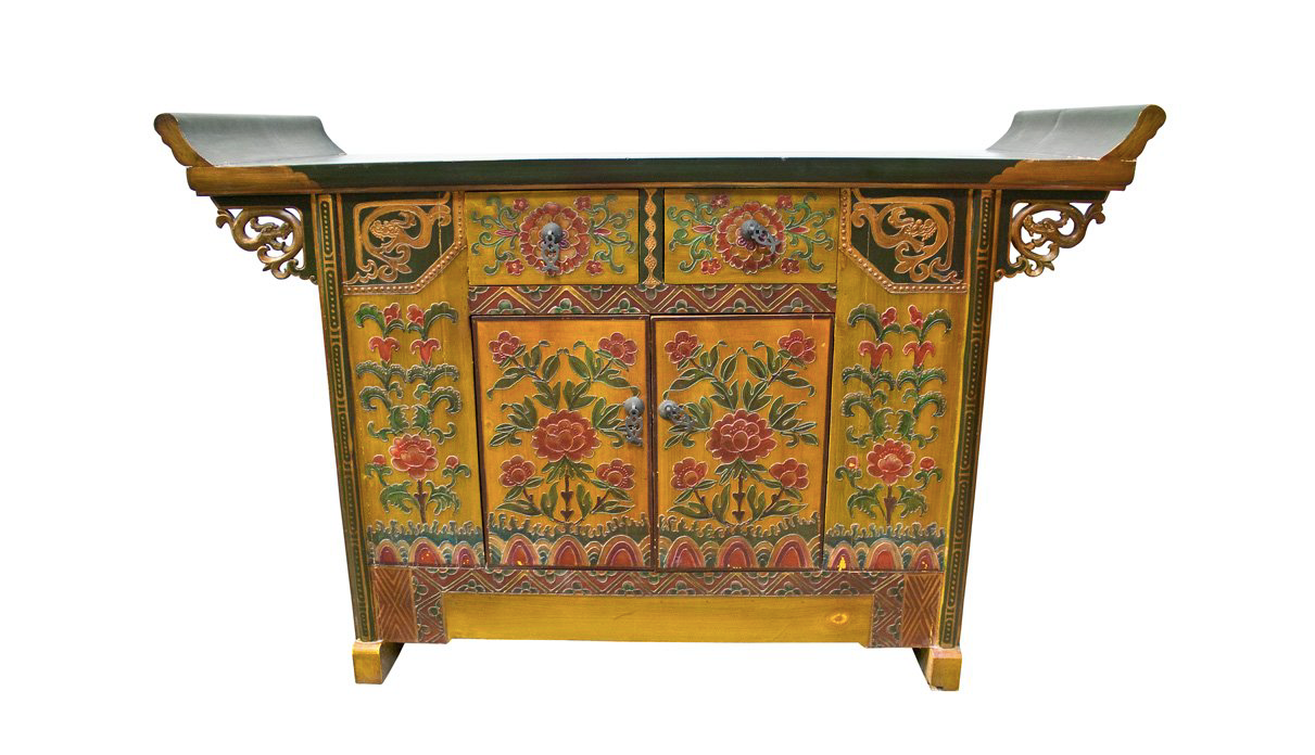 Tibetan Hand Crafted Dragon & Floral Motif Side