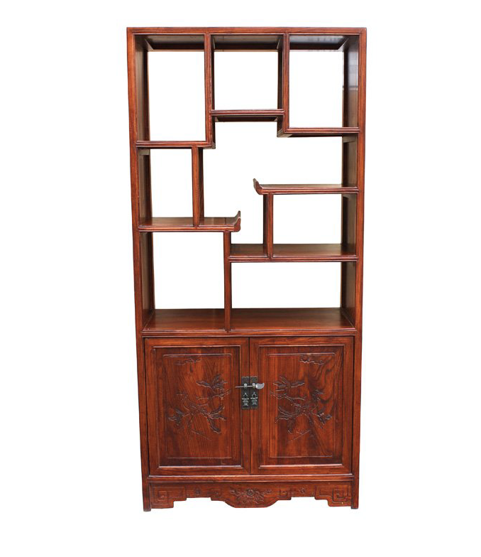 Antique Hand Built Chinese Wooden Curio Cabinet