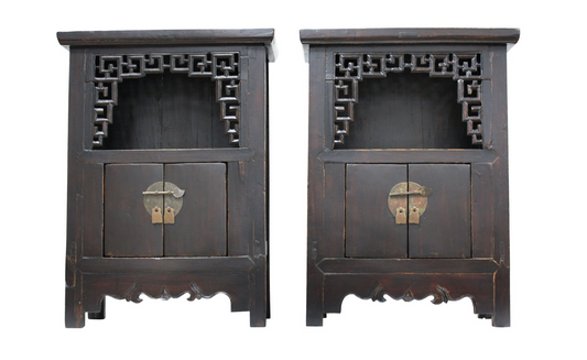 Antique Handmade Wooden Black Small Cabinet