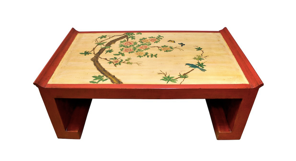 Blossoming Floral Fall Painting Coffee Scroll Table