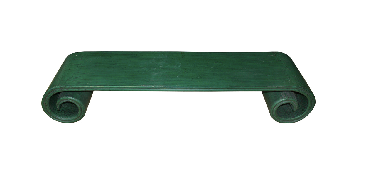 Handmade Wooden Green Roll Floor Table