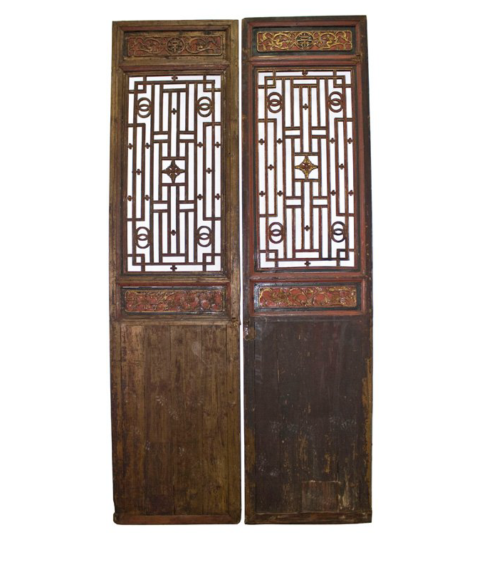 Antique Sandong Wooden Screen Panel Door - Pair