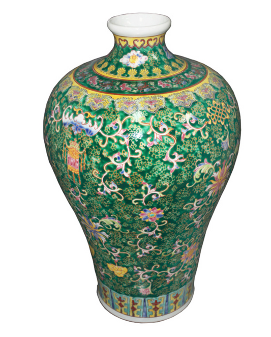 Chinese Green Flower Porcelain Vase