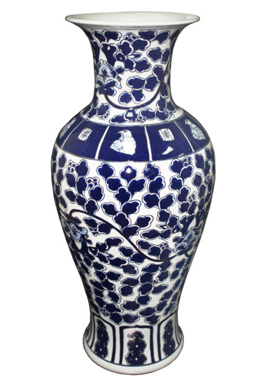 Chinese White & Blue Eagle Head Porcelain Vase