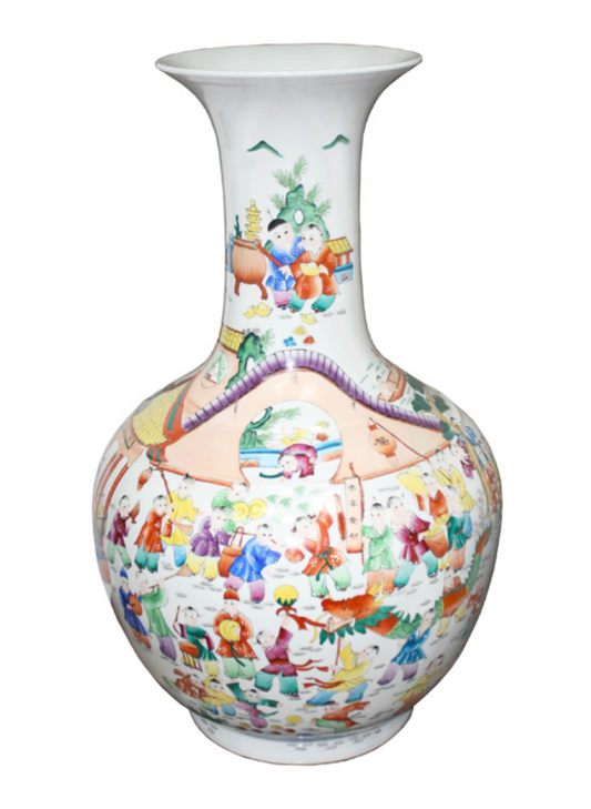 Chinese Extra large Happy Playful Children Painting Porcelain Vase